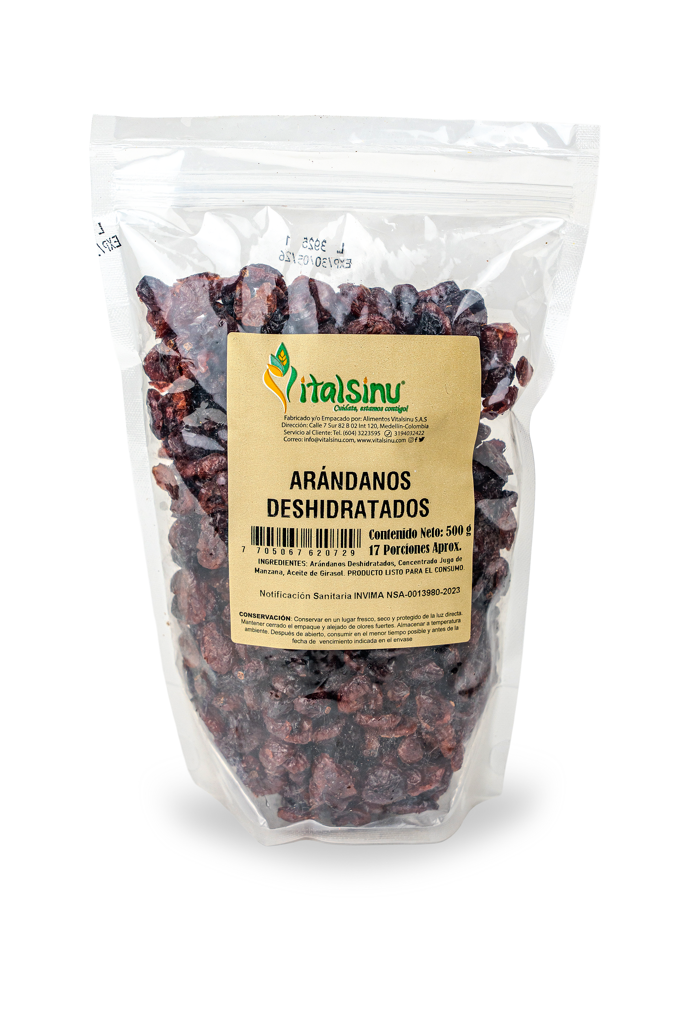 Arándanos Secos 500gr - Producto saludable Vitalsinú