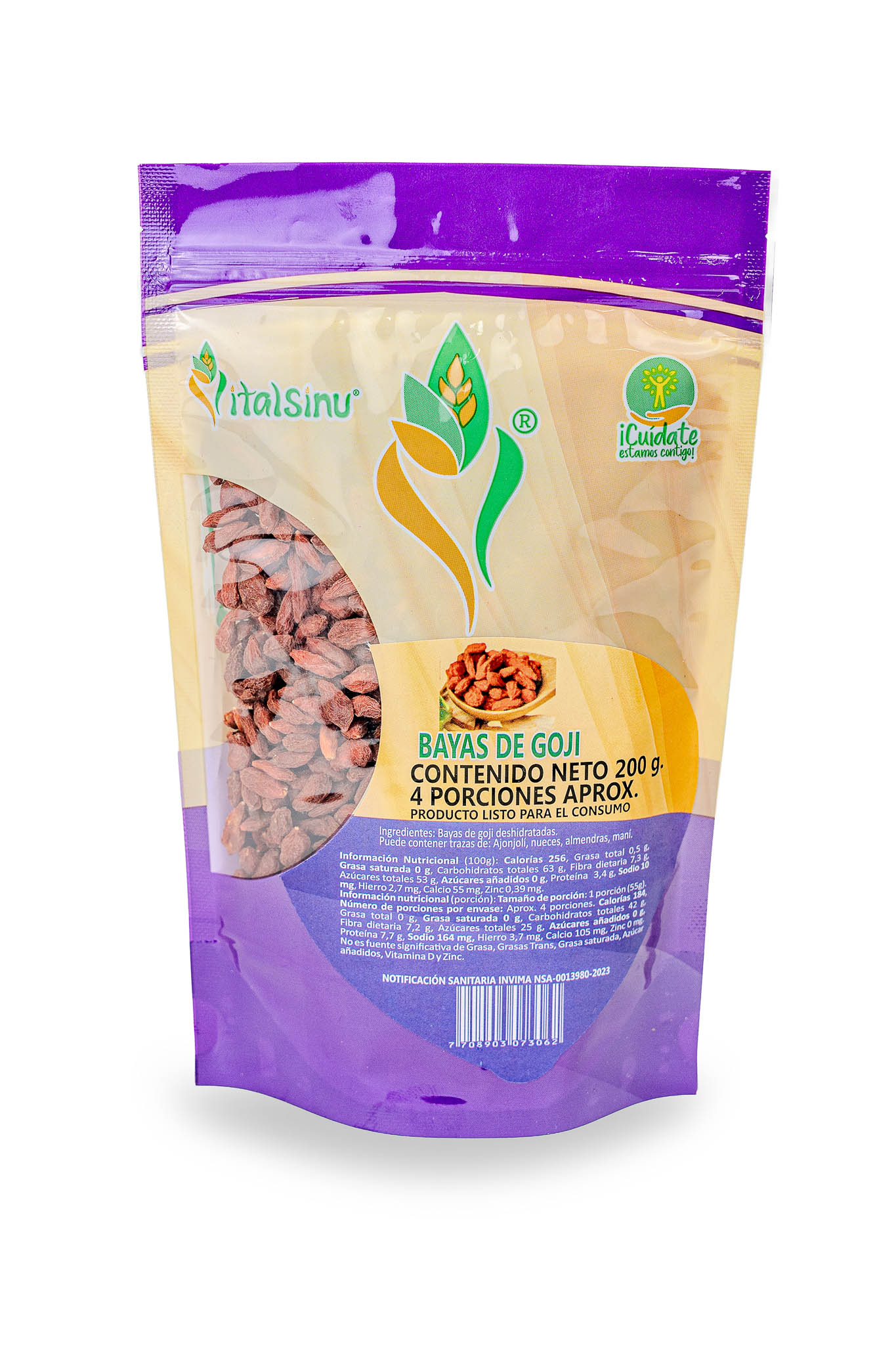 Bajas de Goji 200gr - Producto saludable Vitalsinú