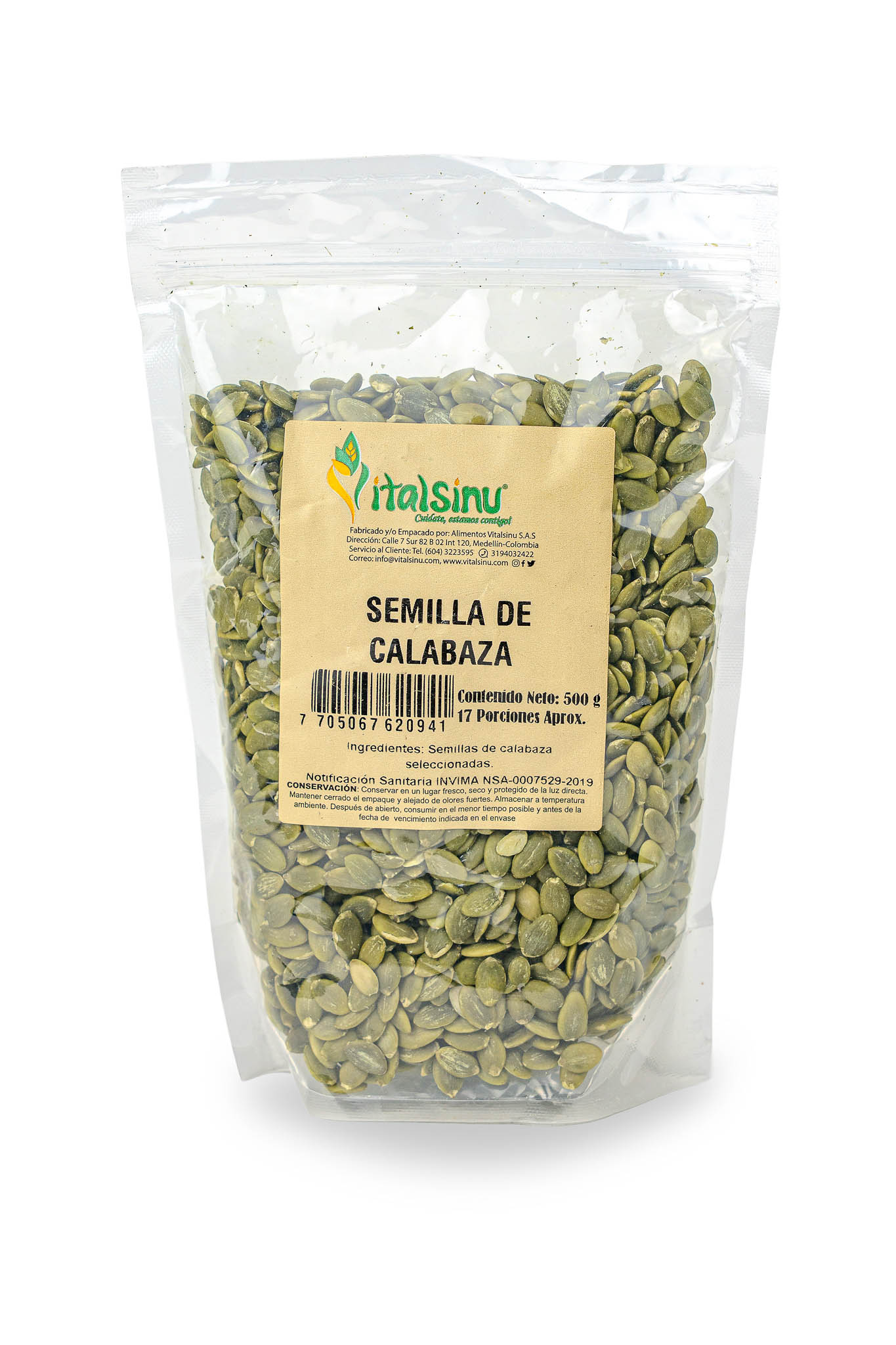Semilla de Calabaza 500gr - Producto saludable Vitalsinú