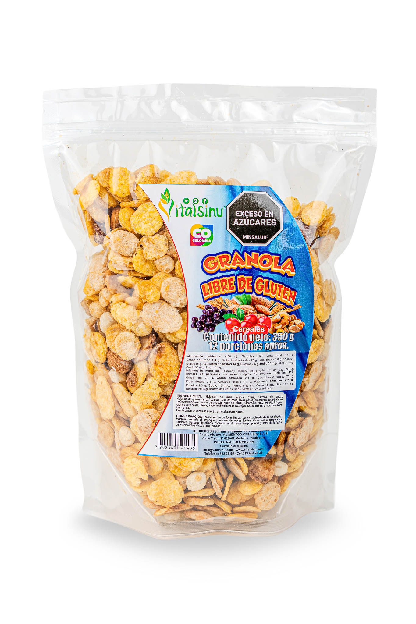 Granola Sin Gluten 350gr - Producto saludable Vitalsinú