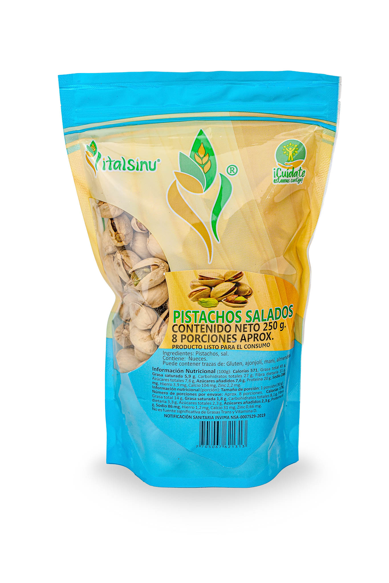 Pistachos Salados 250gr - Producto saludable Vitalsinú