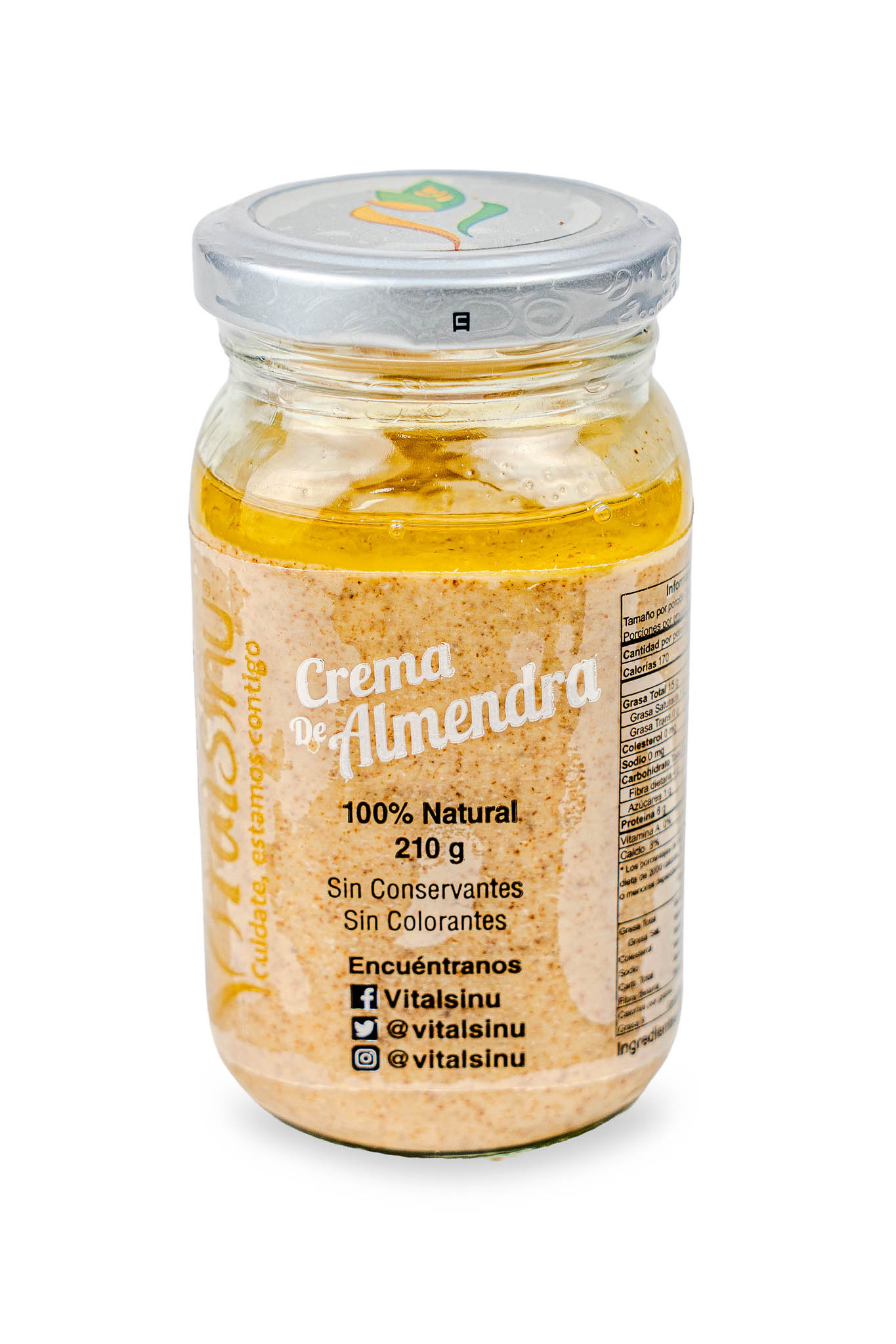 Crema de Almendra 210gr - Producto saludable Vitalsinú