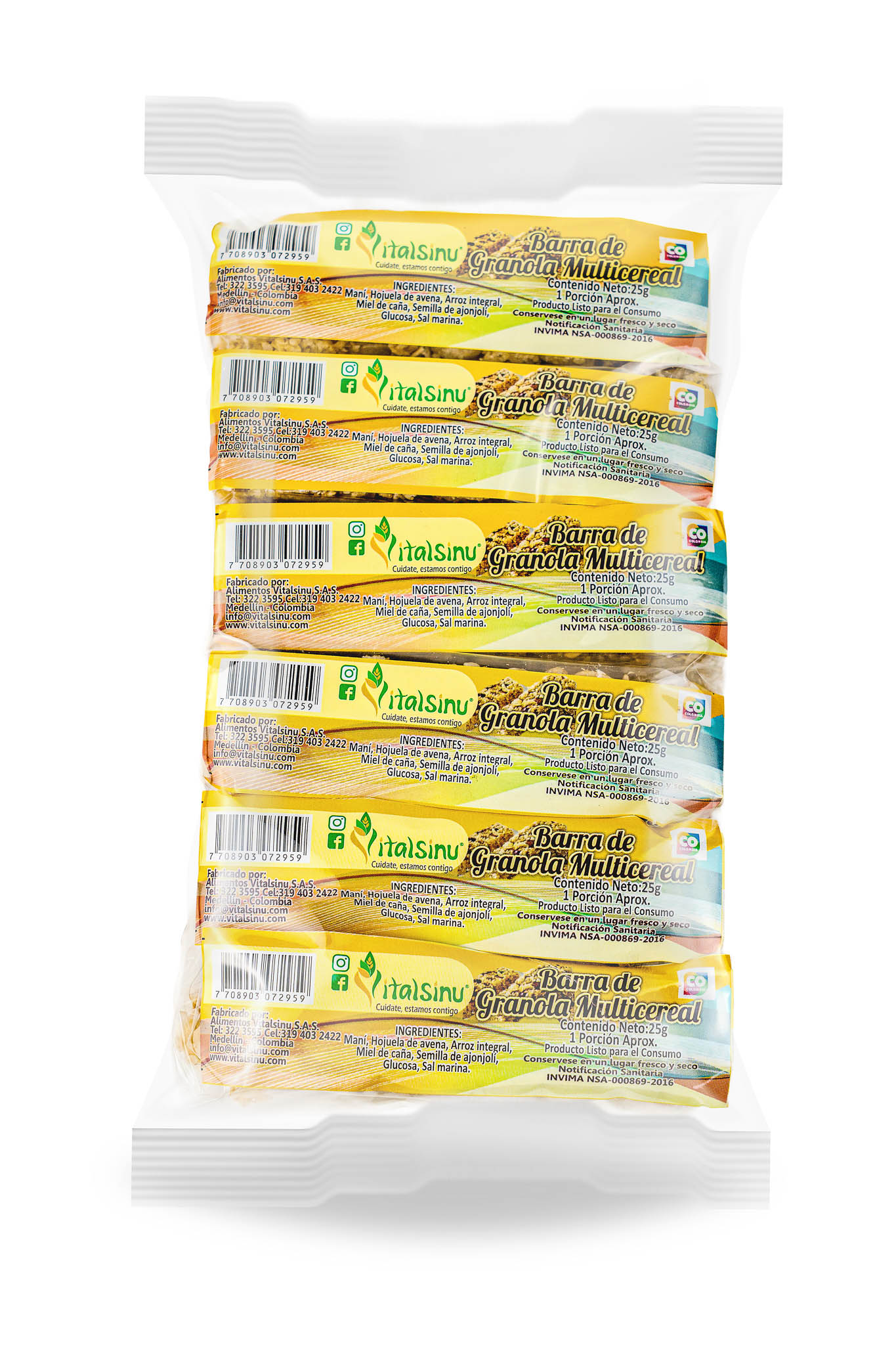Barra Multicereal 150gr - Producto saludable Vitalsinú