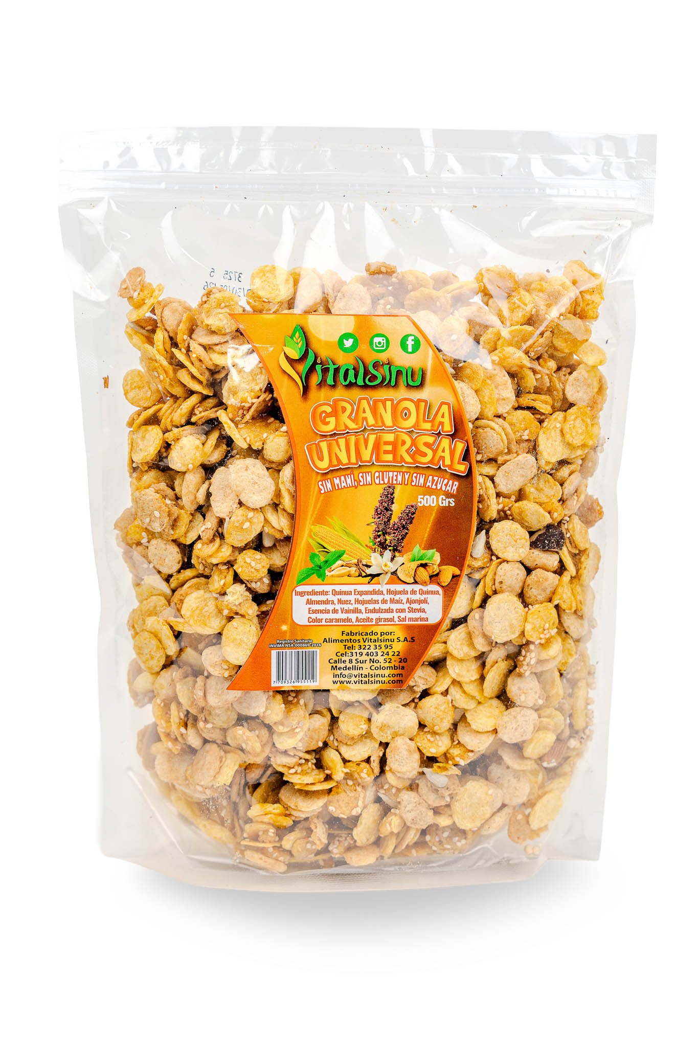 Granola Universal 500gr - Producto saludable Vitalsinú