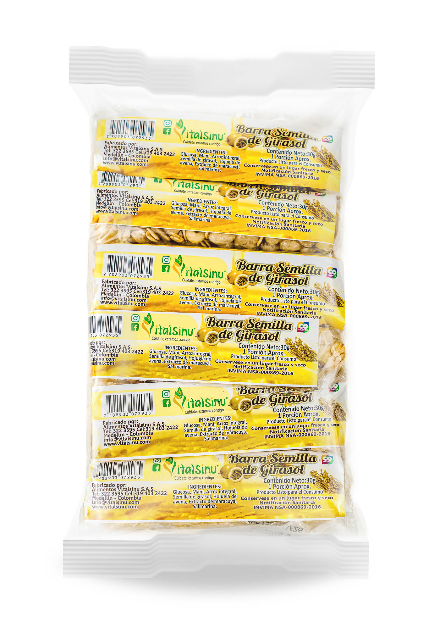 Barra de Girasol 180gr - Producto saludable Vitalsinú