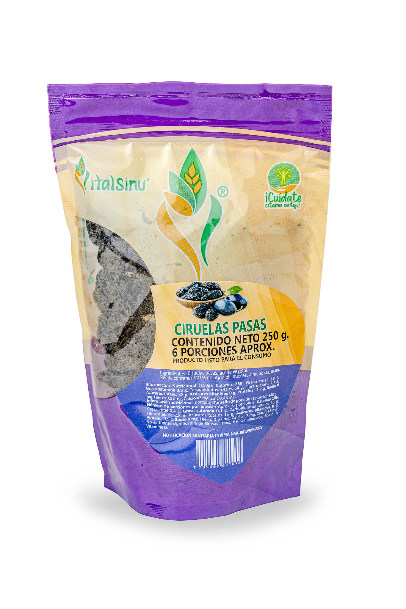 Ciruelas Pasas 250gr - Producto saludable Vitalsinú