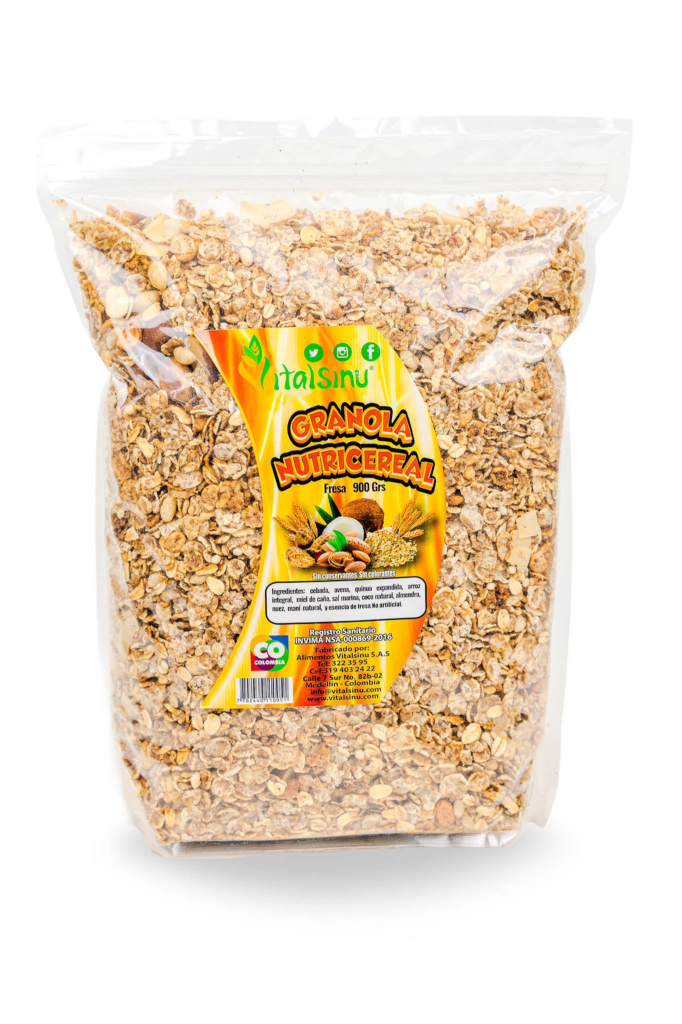 Granola Multicereal 900gr - Producto saludable Vitalsinú