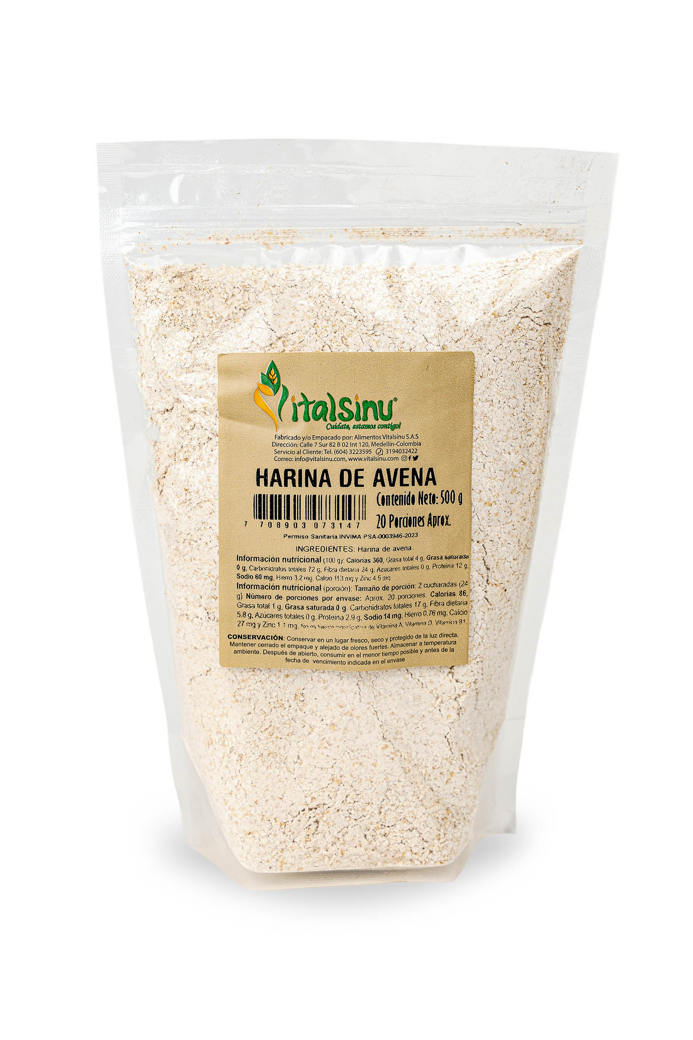 Harina de Avena 500gr - Producto saludable Vitalsinú