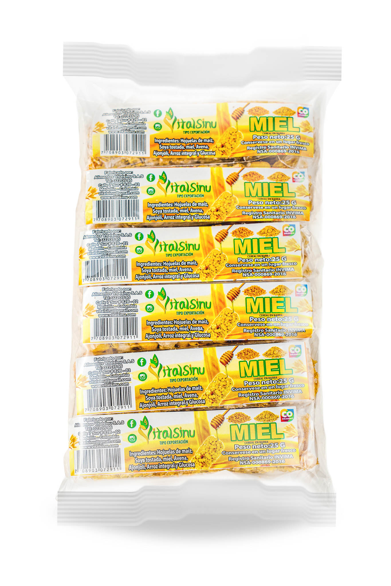 Barra Hojuela Miel 150gr - Producto saludable Vitalsinú