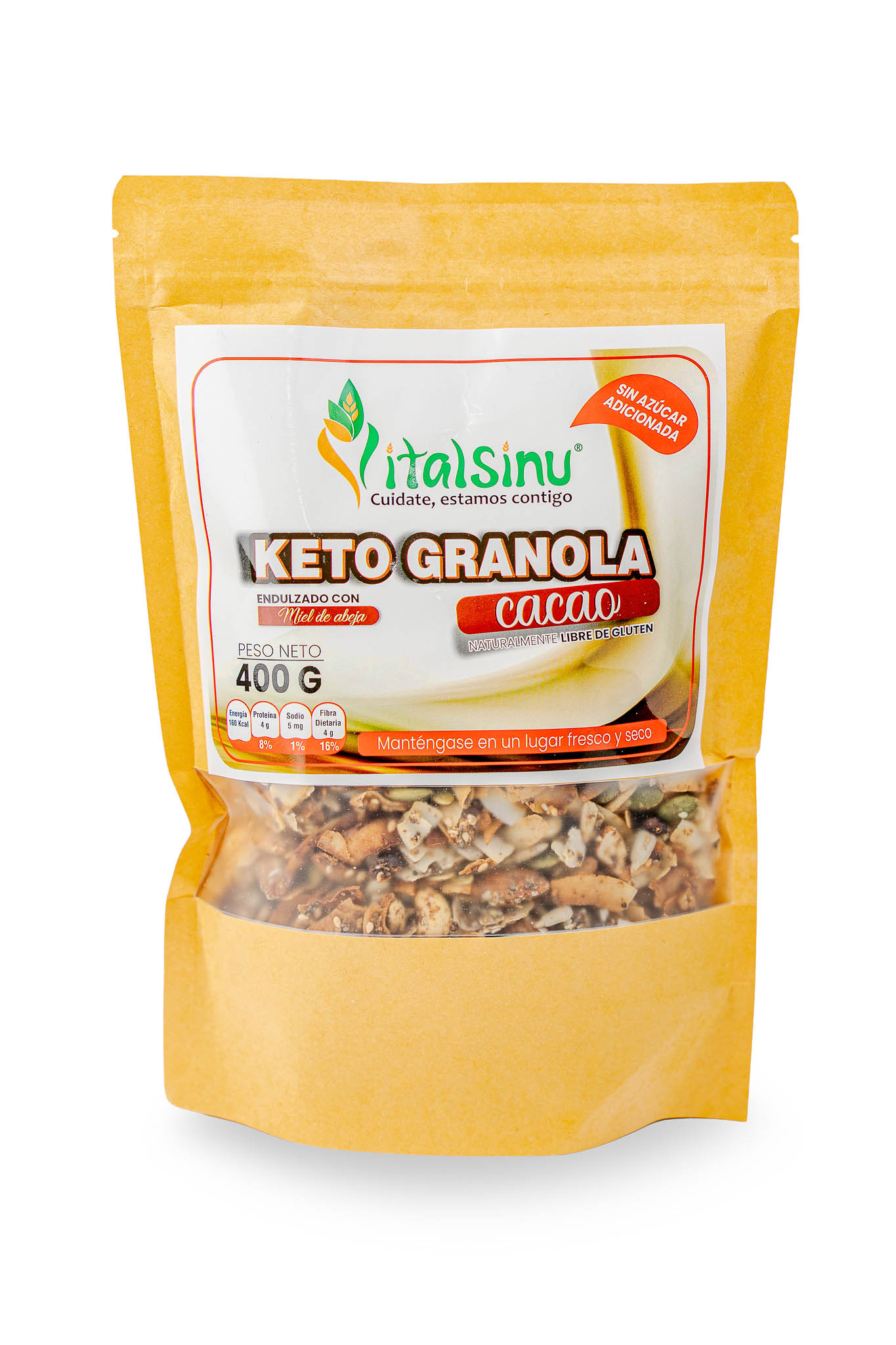 Granola Keto Cacao 400gr - Producto saludable Vitalsinú