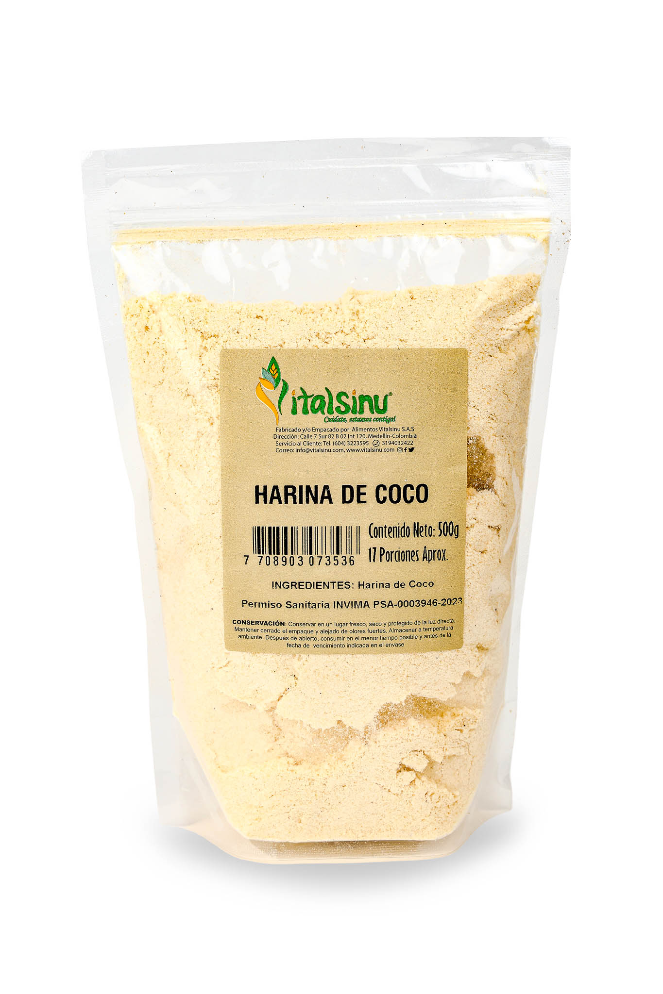 Harina de Coco 500gr - Producto saludable Vitalsinú