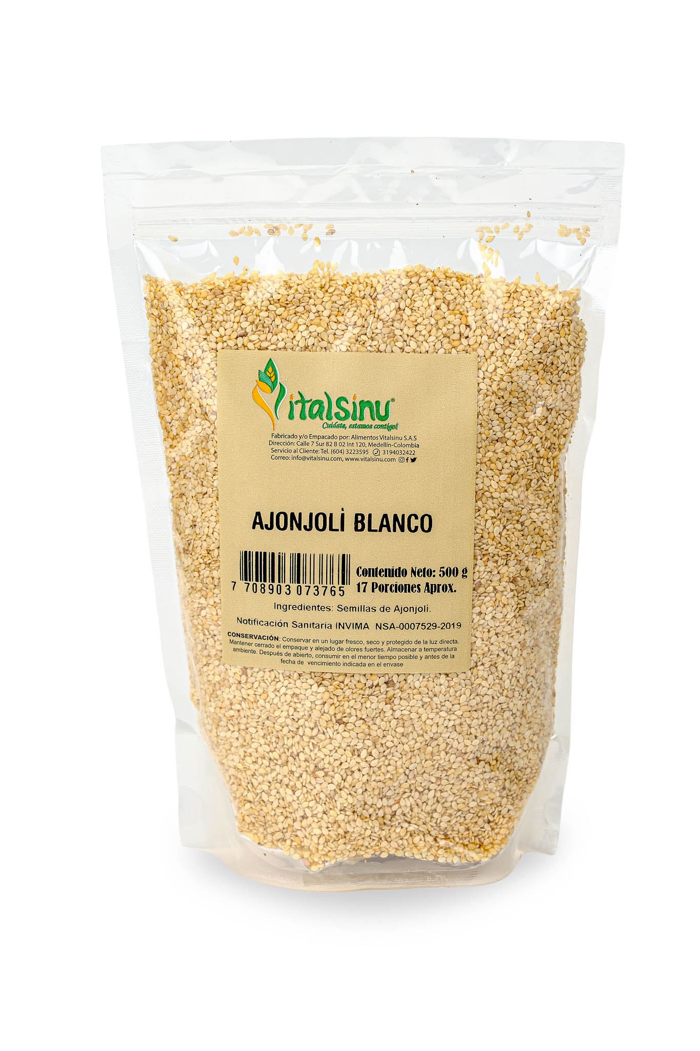 Ajonjolí Blanco 500gr - Producto saludable Vitalsinú