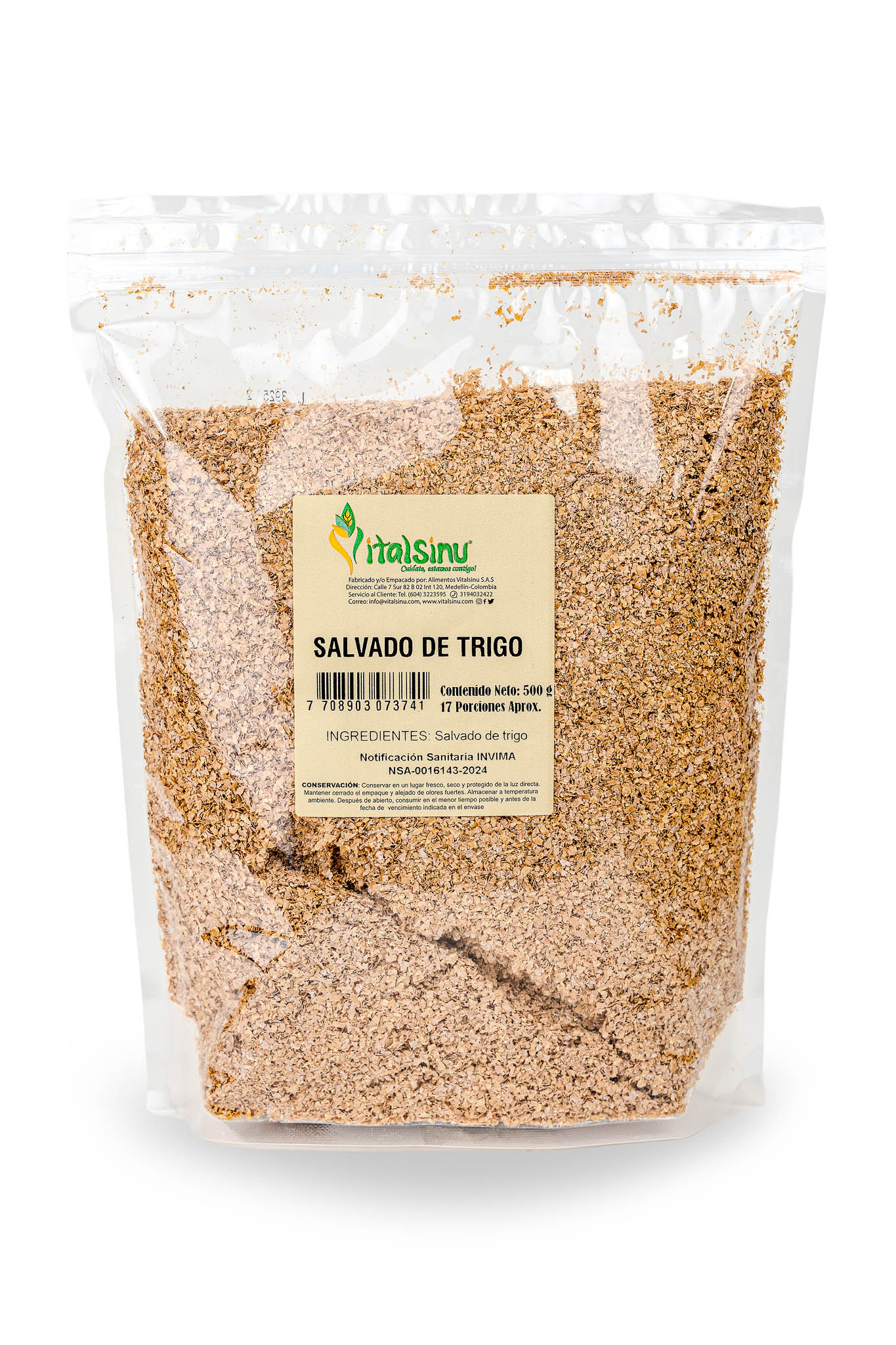 Salvado de trigo 500gr - Producto saludable Vitalsinú