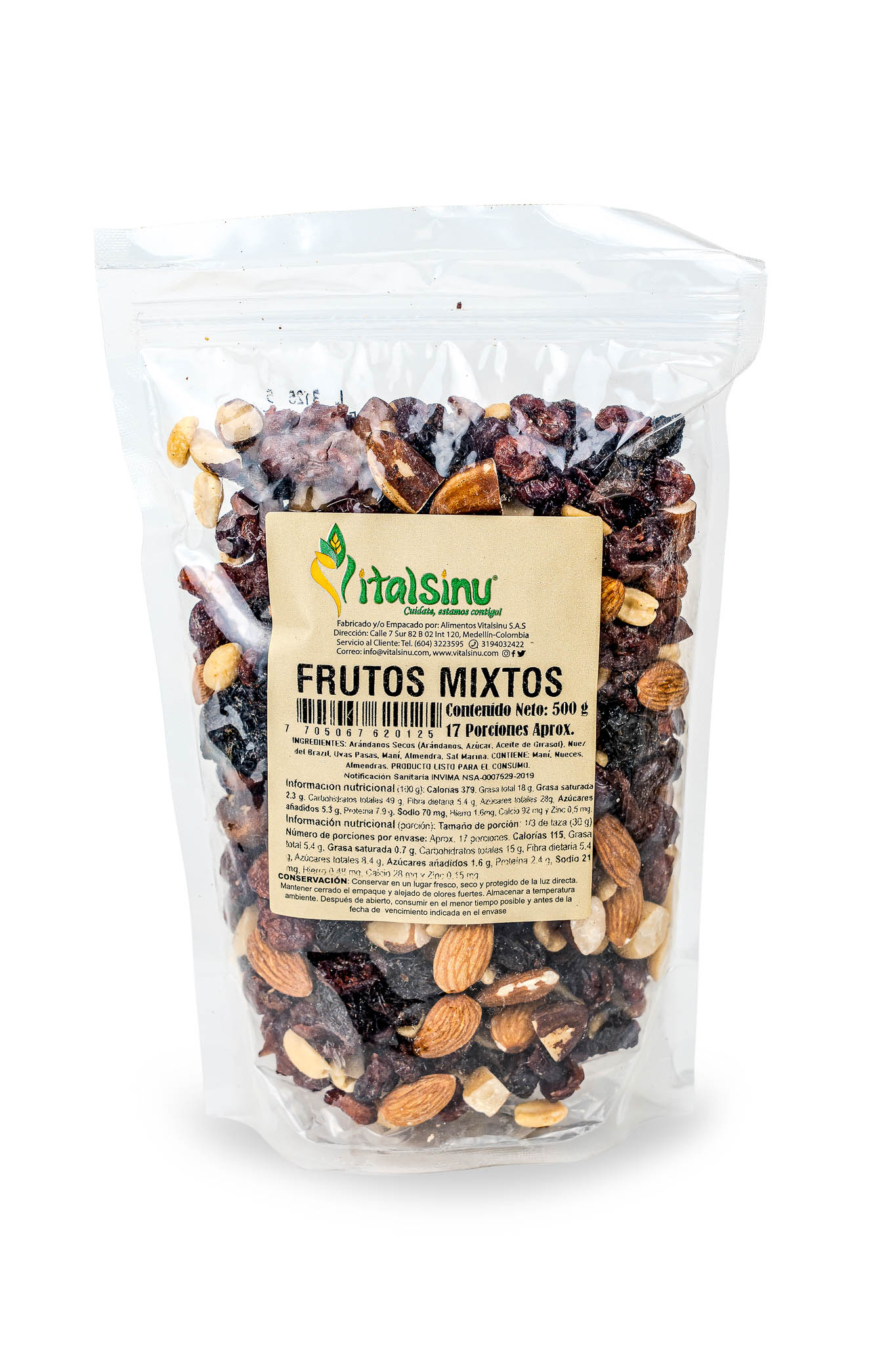 Frutos Mixtos 500gr - Producto saludable Vitalsinú