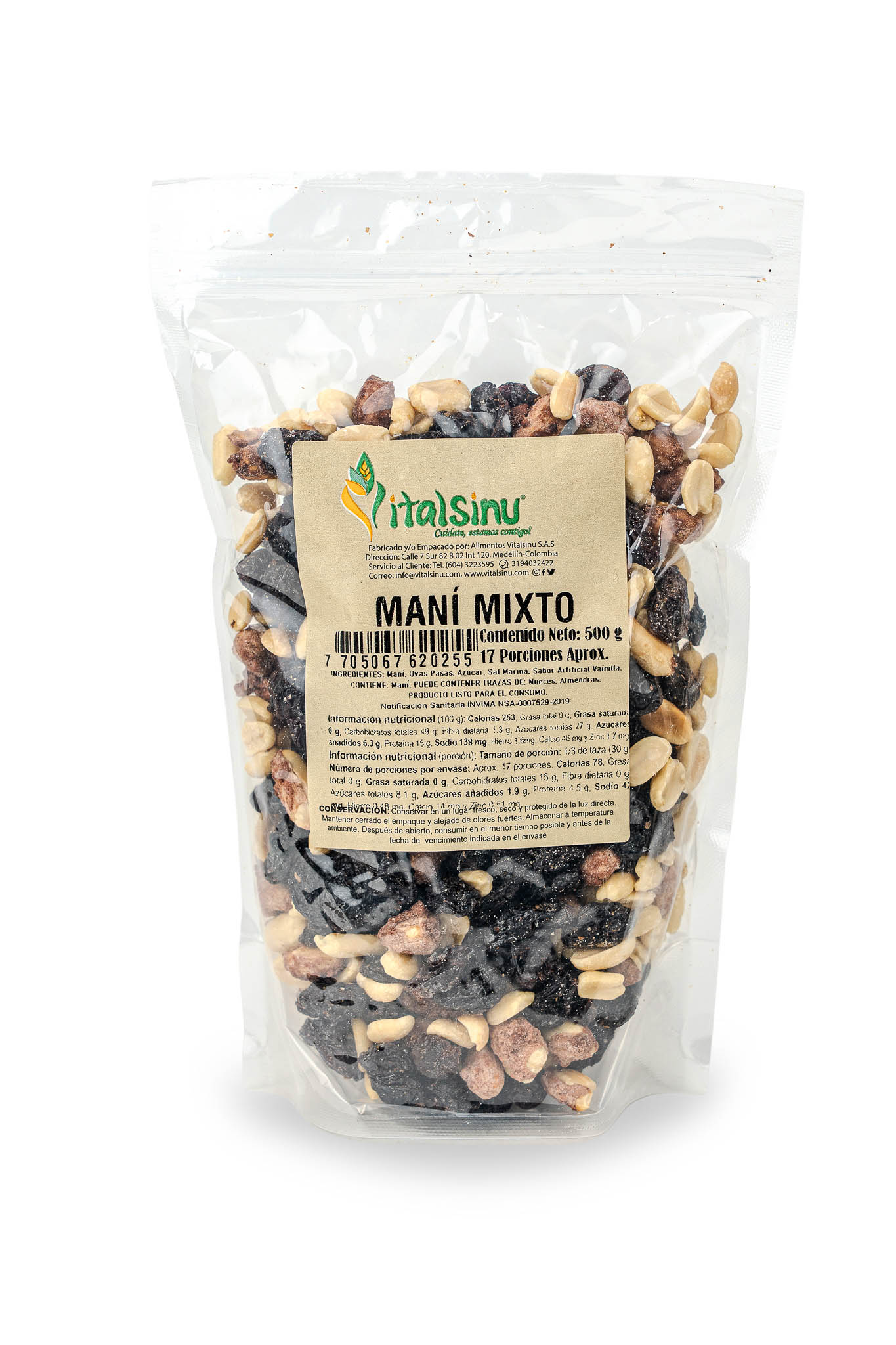 Maní Mixto 500gr - Producto saludable Vitalsinú