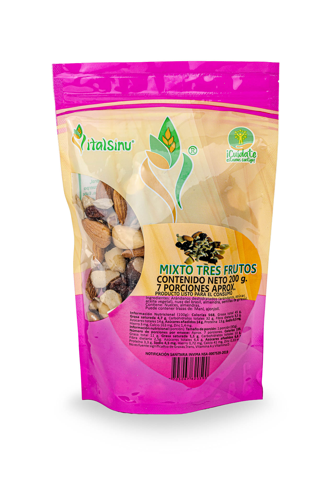 Mixto Tres Frutos 200gr - Producto saludable Vitalsinú