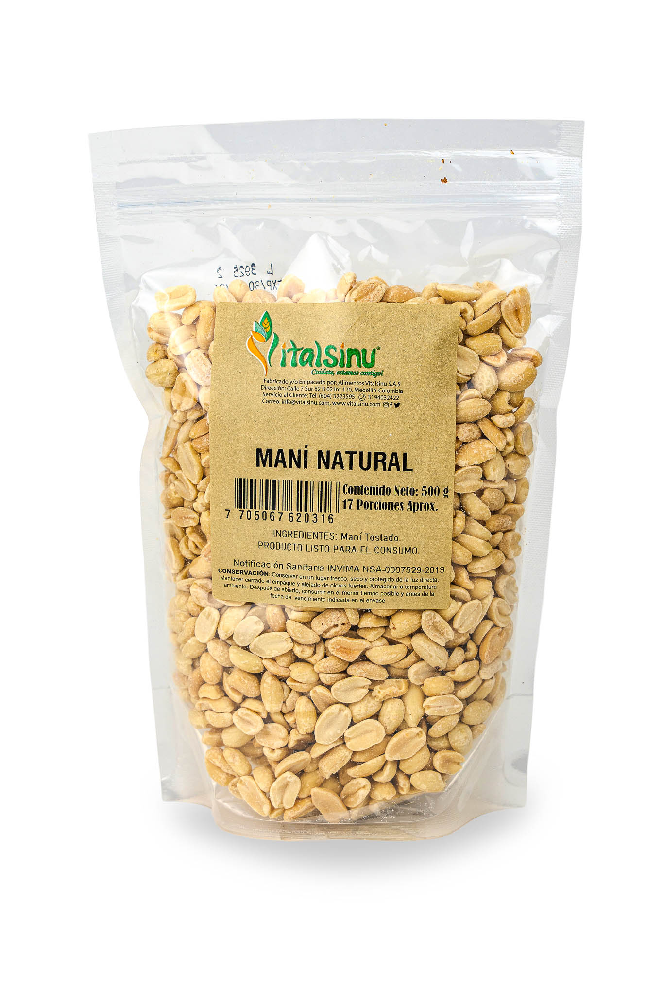 Maní Natural 500gr - Producto saludable Vitalsinú