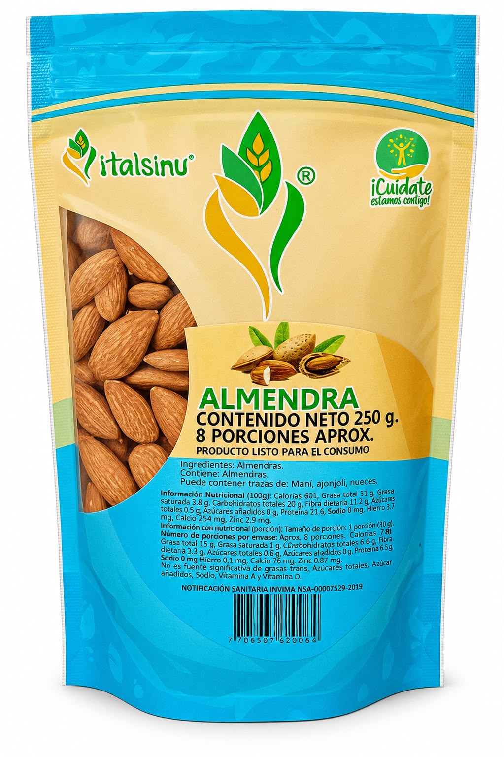 Almendras Natural 250gr - Presentación disponible